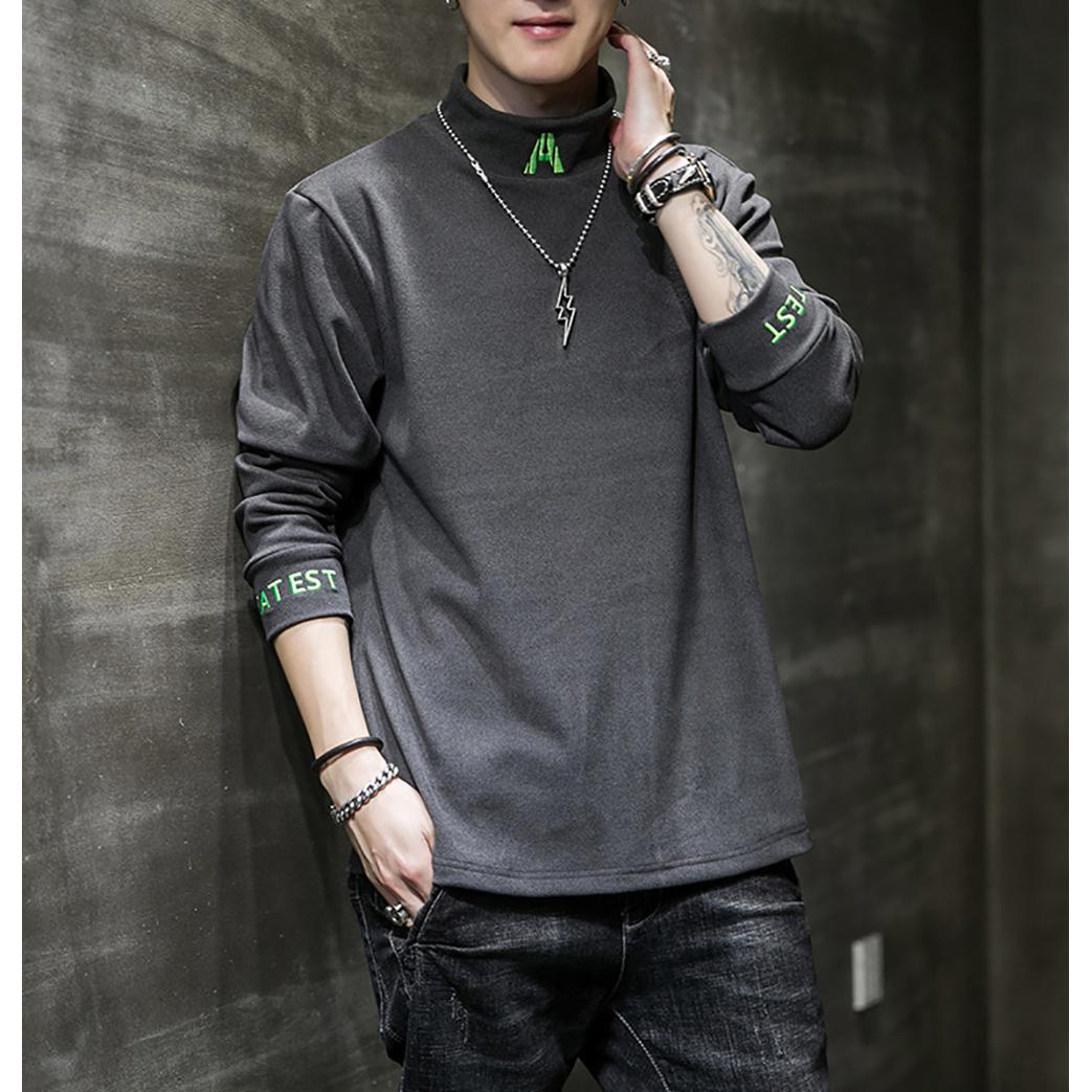 Men Typography Printed High Neck T-shirt