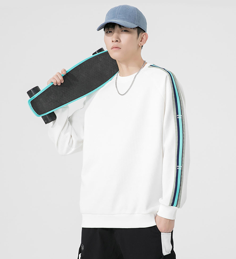 Men Solid Striped Sweatshirt