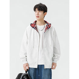 Men Checked Lightweight Open Front Jacket