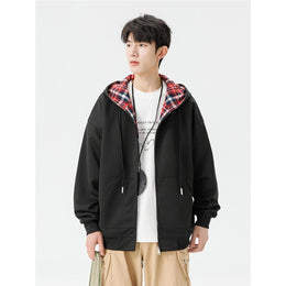 Men Checked Lightweight Open Front Jacket