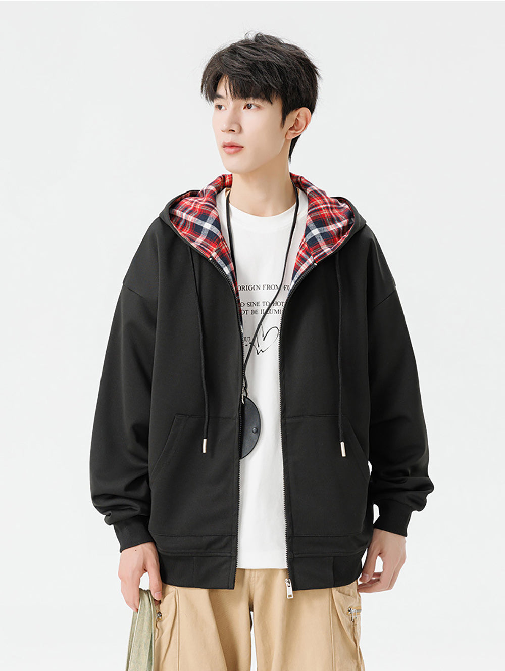 Men Checked Lightweight Open Front Jacket