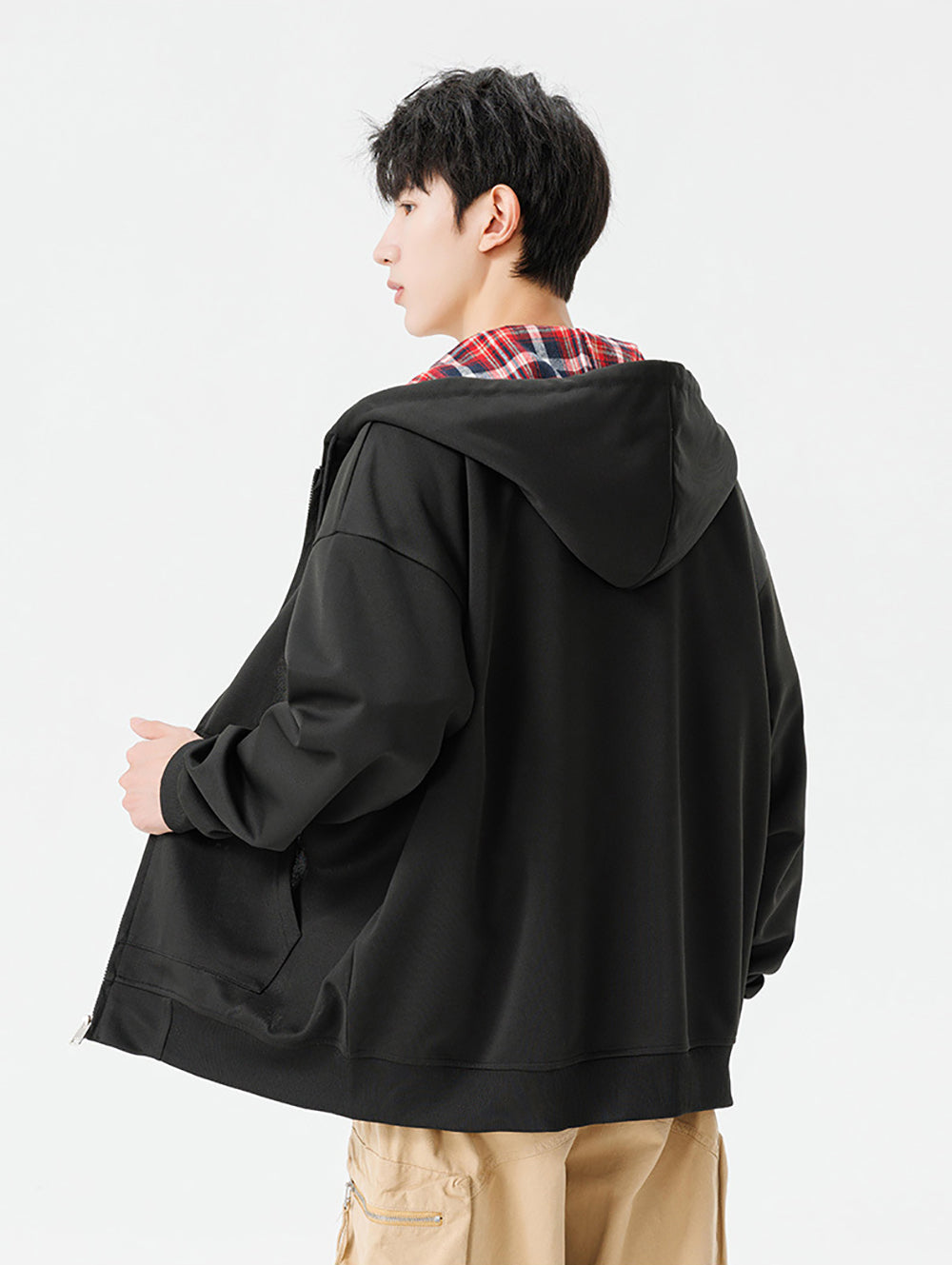 Men Checked Lightweight Open Front Jacket