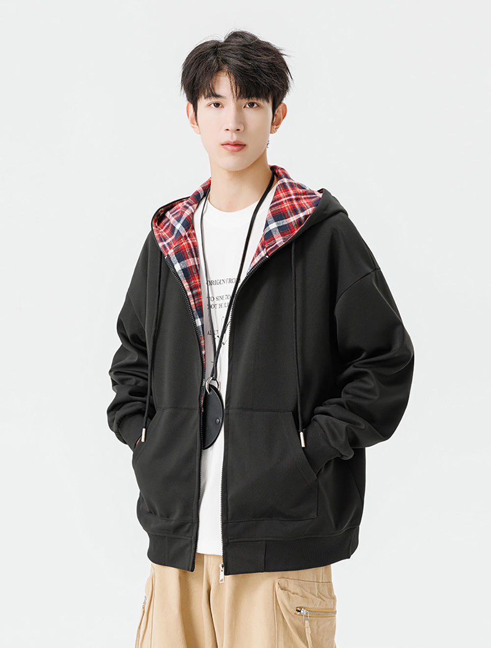 Men Checked Lightweight Open Front Jacket