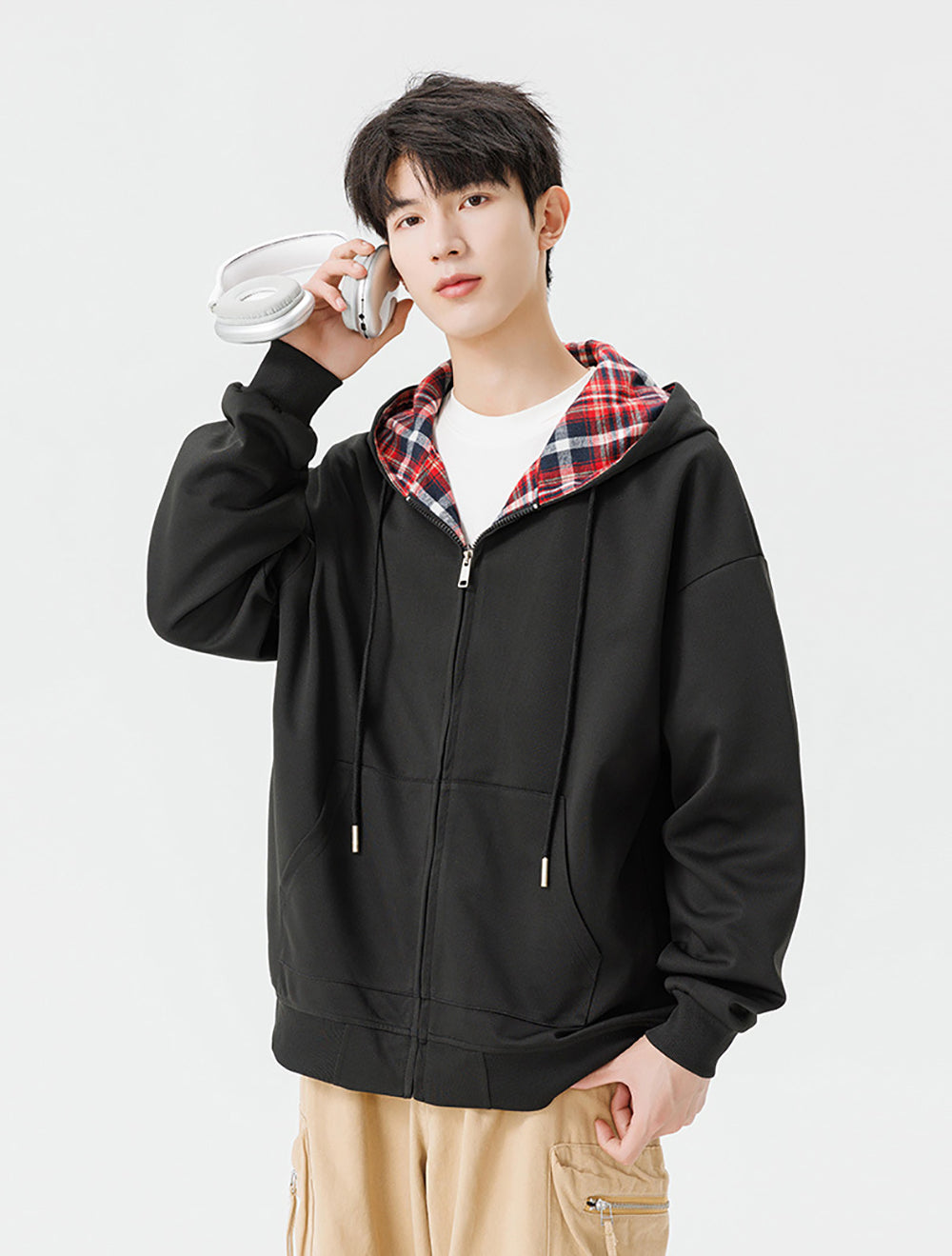 Men Checked Lightweight Open Front Jacket