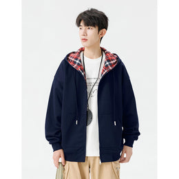 Men Checked Lightweight Open Front Jacket