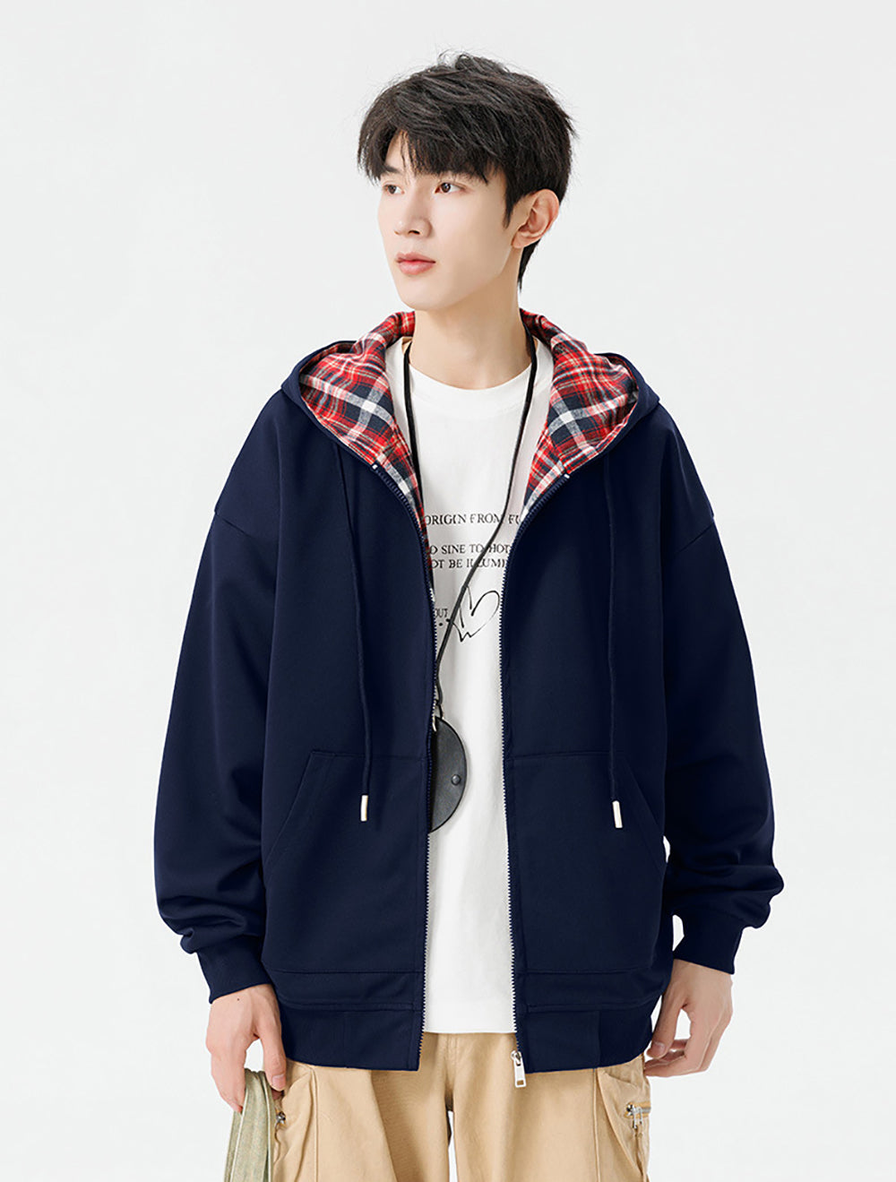 Men Checked Lightweight Open Front Jacket