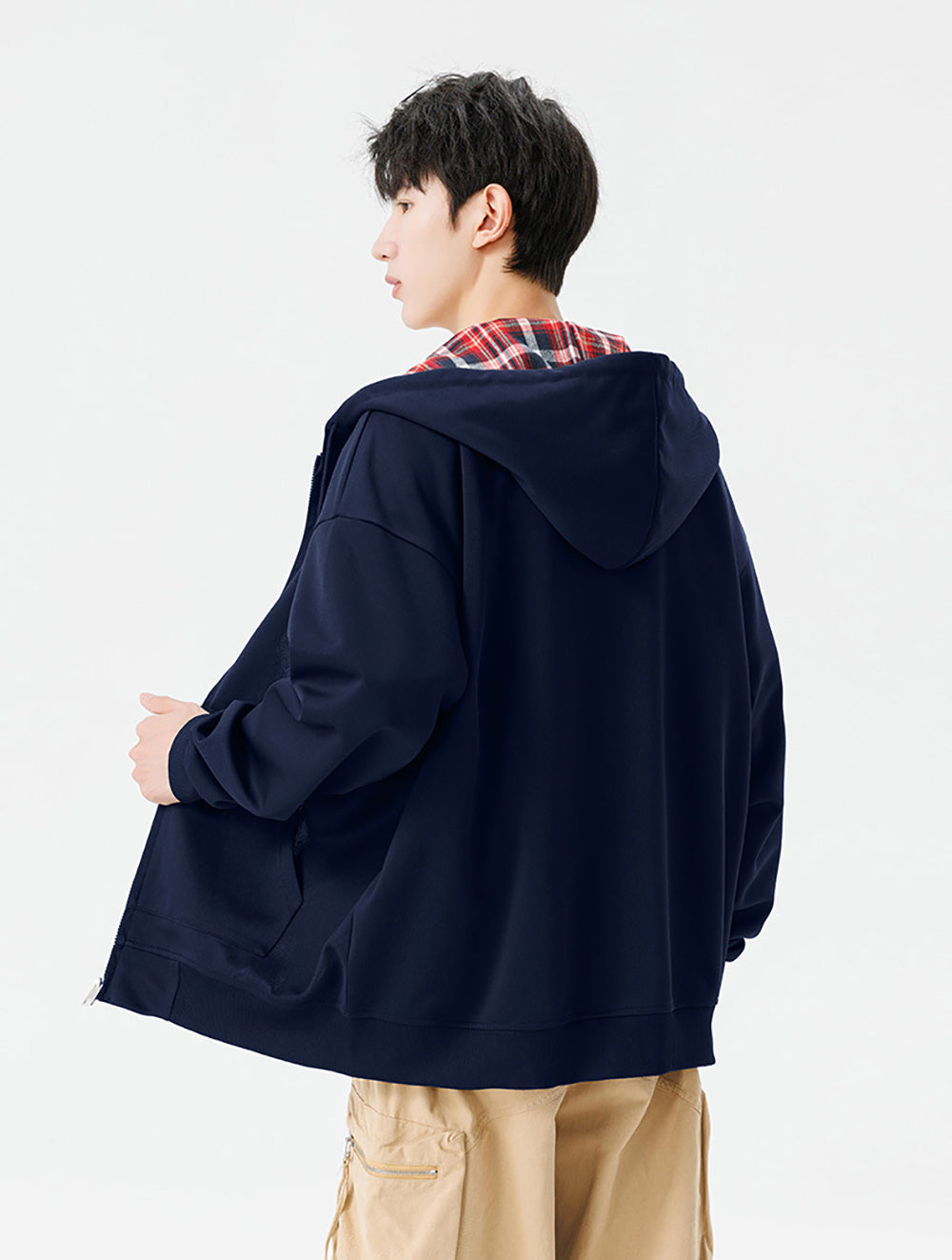 Men Checked Lightweight Open Front Jacket