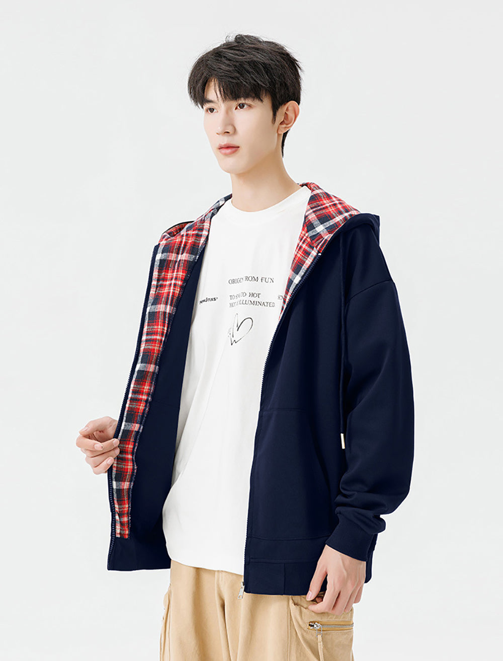 Men Checked Lightweight Open Front Jacket