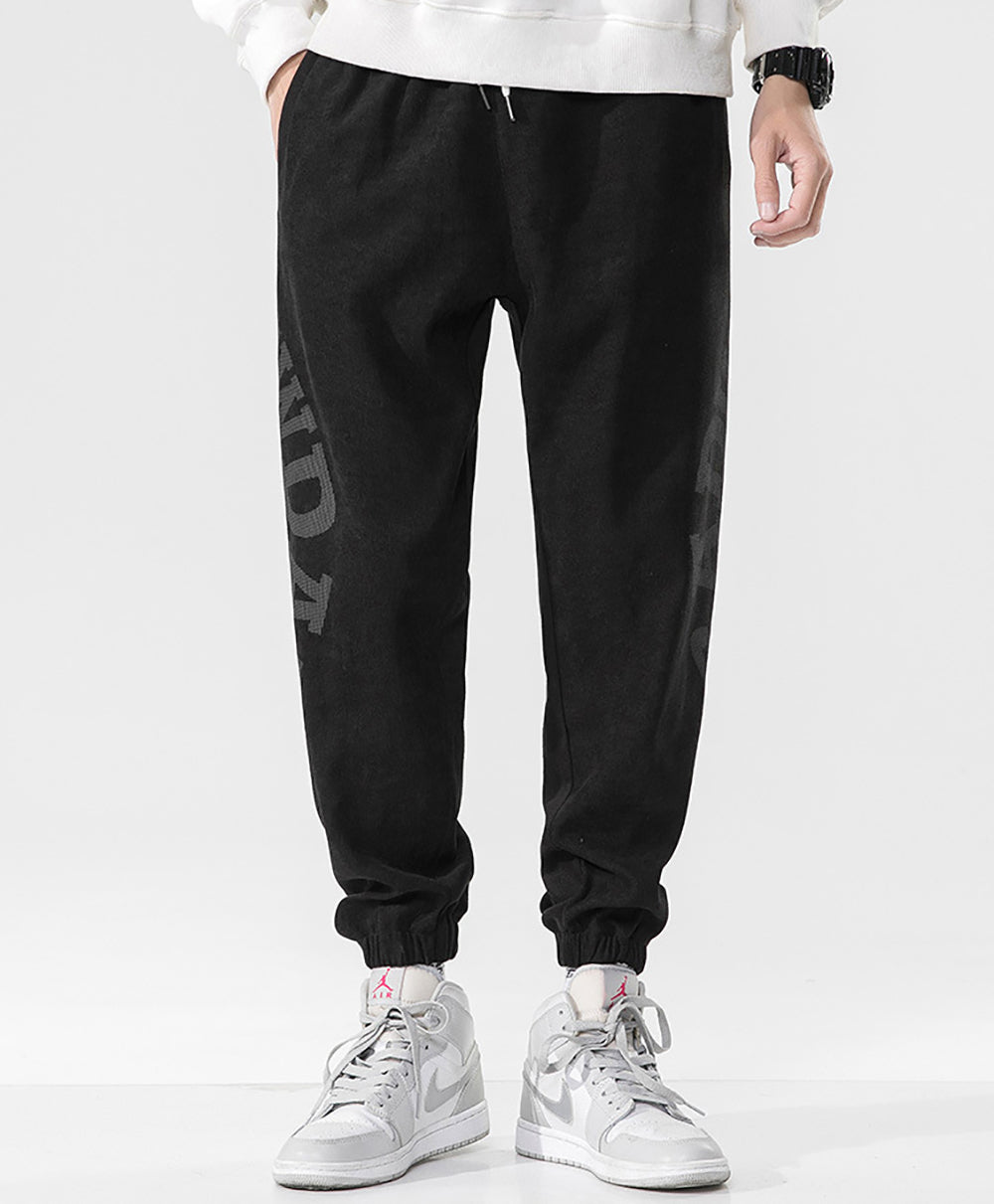 Men Typography Printed Pleated Joggers Trouser