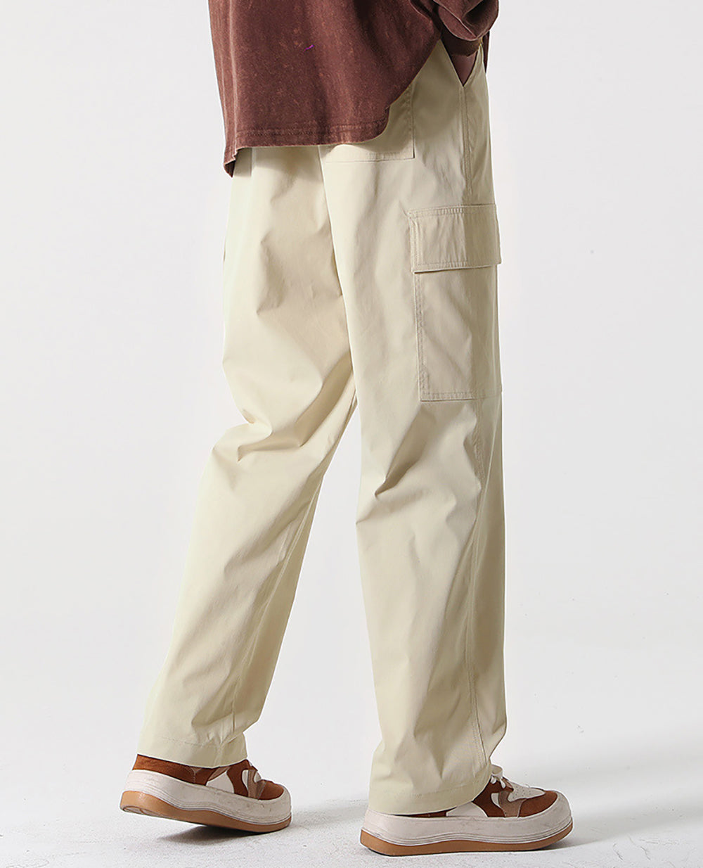 Men Loose Fit Easy Wash Mid-Rise Cargos