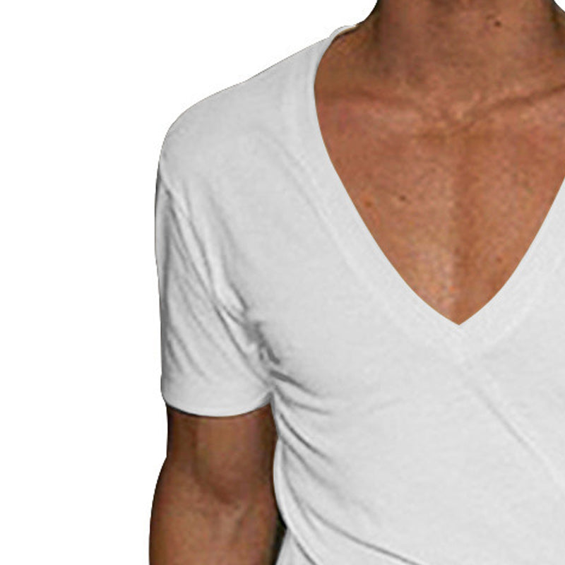 Men V-Neck Raw Edge T-shirt