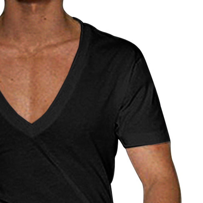 Men V-Neck Raw Edge T-shirt