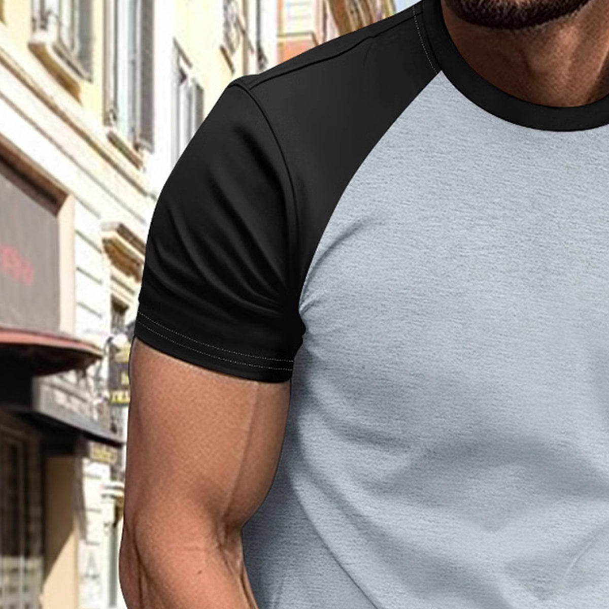 Men Striped Raw Edge T-shirt