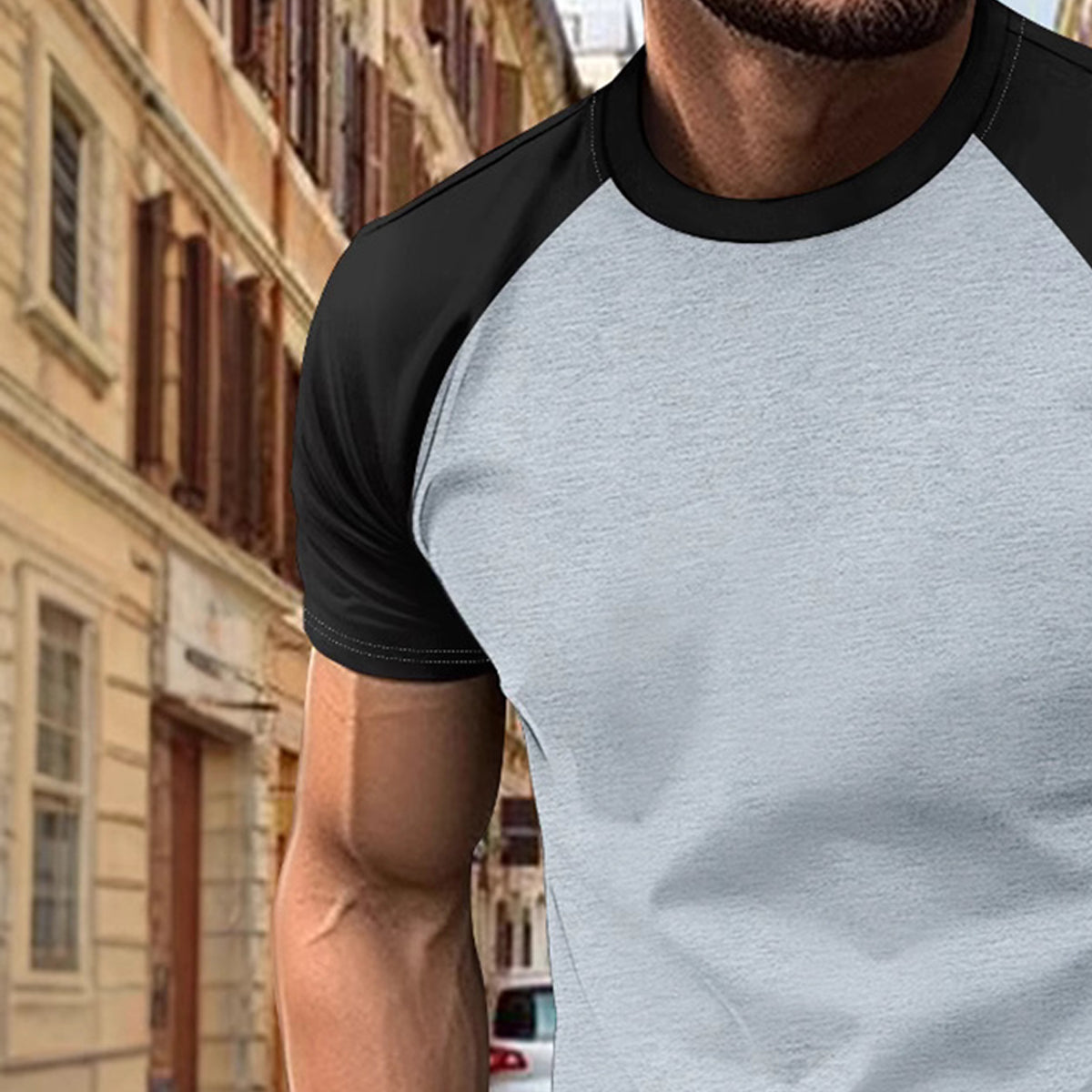 Men Striped Raw Edge T-shirt