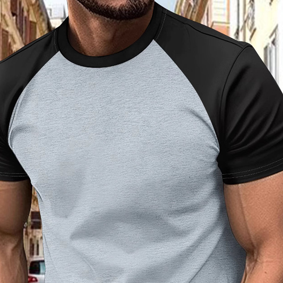Men Striped Raw Edge T-shirt