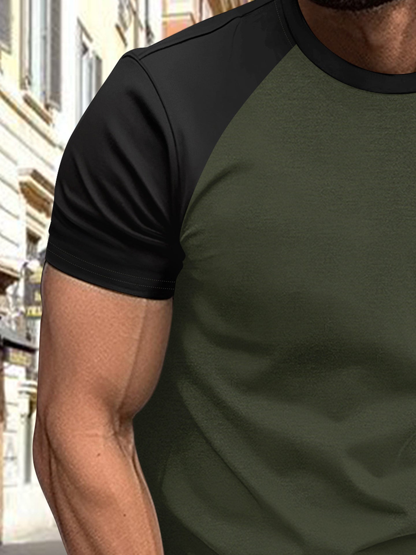 Men Striped Raw Edge T-shirt