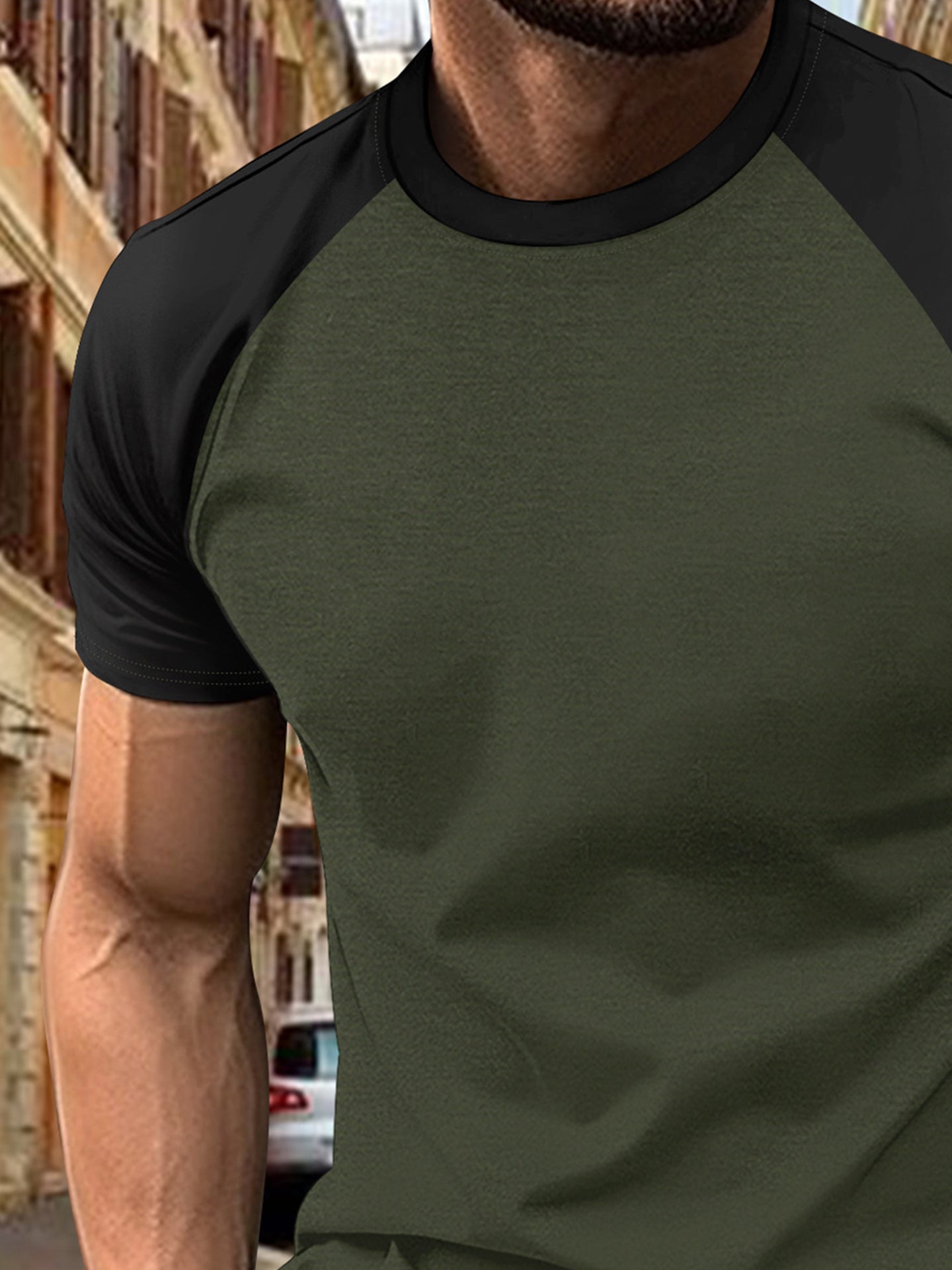 Men Striped Raw Edge T-shirt
