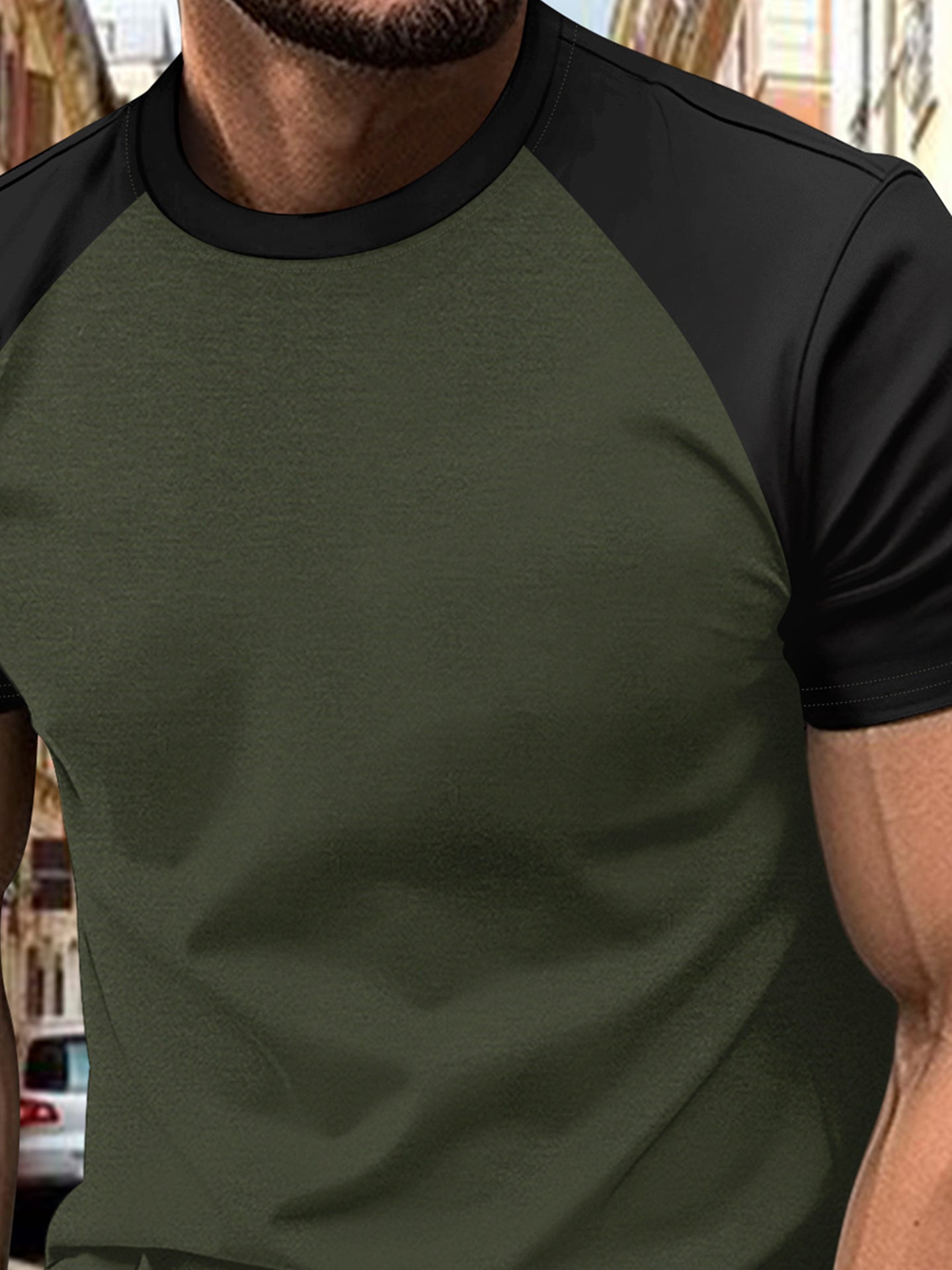 Men Striped Raw Edge T-shirt