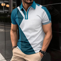 Men Colourblocked Polo Collar Slim Fit T-shirt