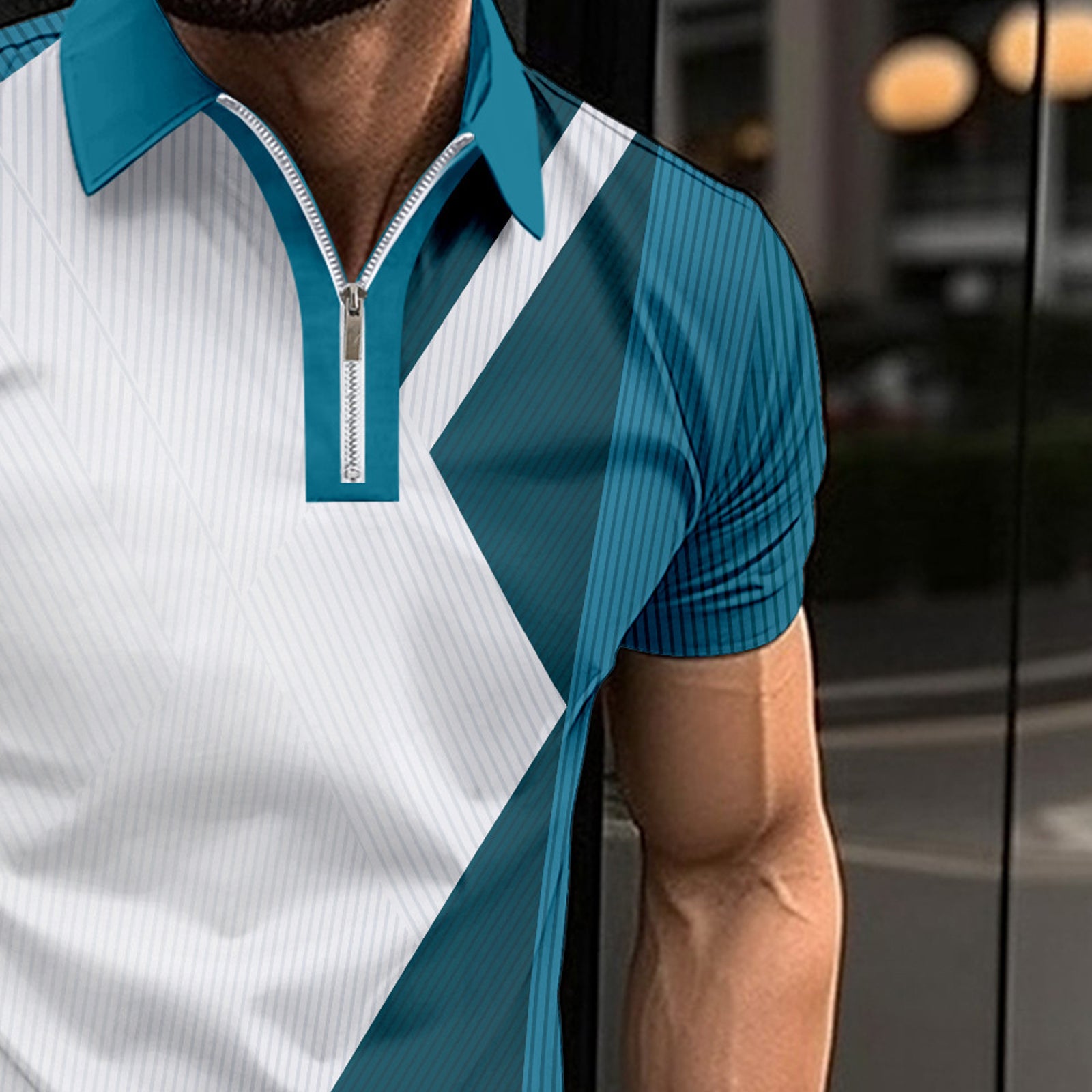 Men Colourblocked Polo Collar Slim Fit T-shirt
