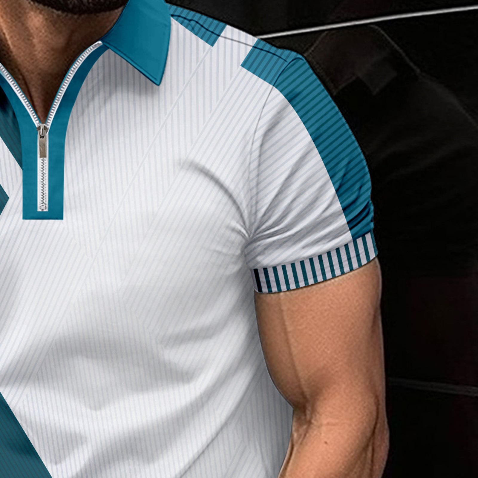 Men Colourblocked Polo Collar Slim Fit T-shirt