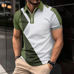 Men Colourblocked Polo Collar Slim Fit T-shirt