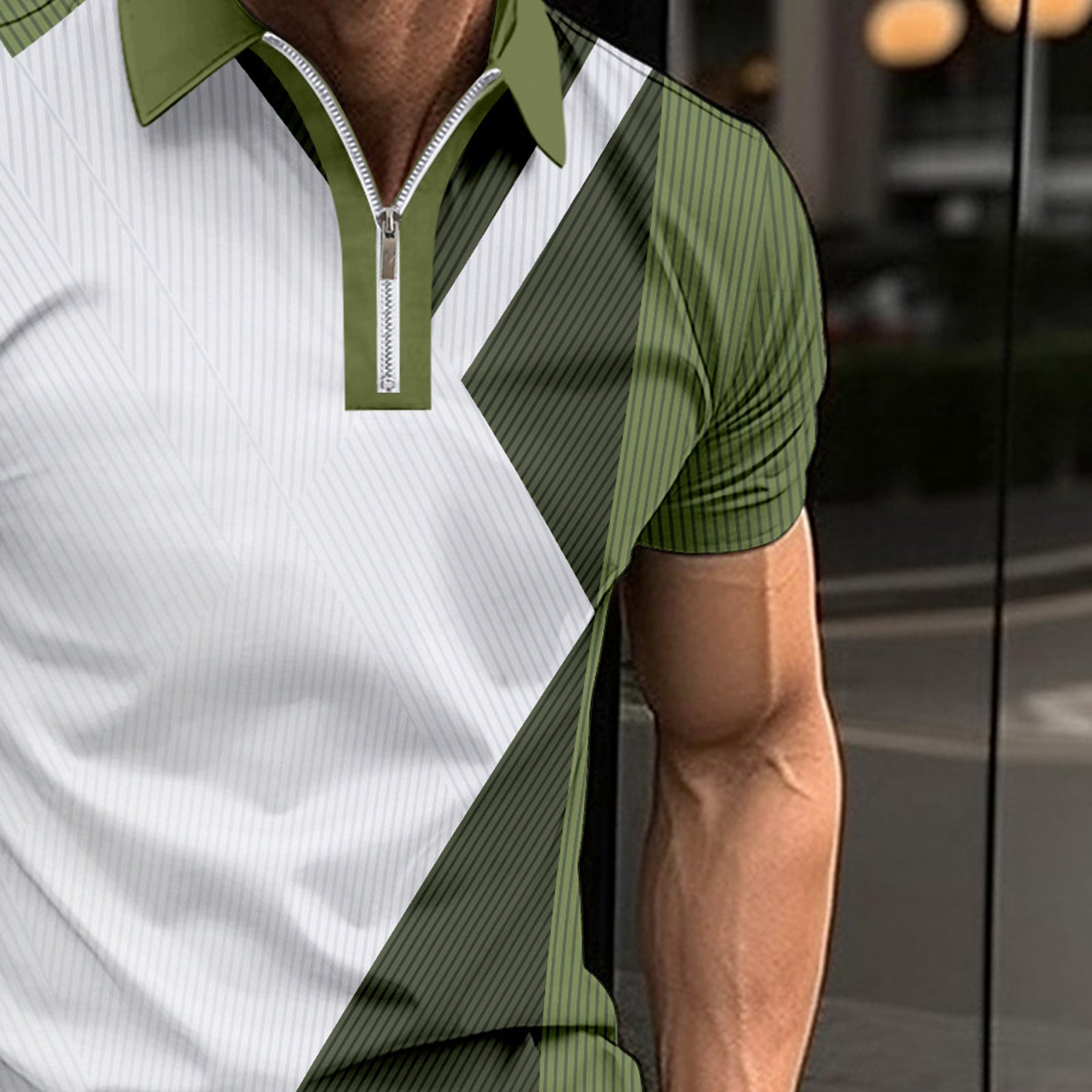 Men Colourblocked Polo Collar Slim Fit T-shirt