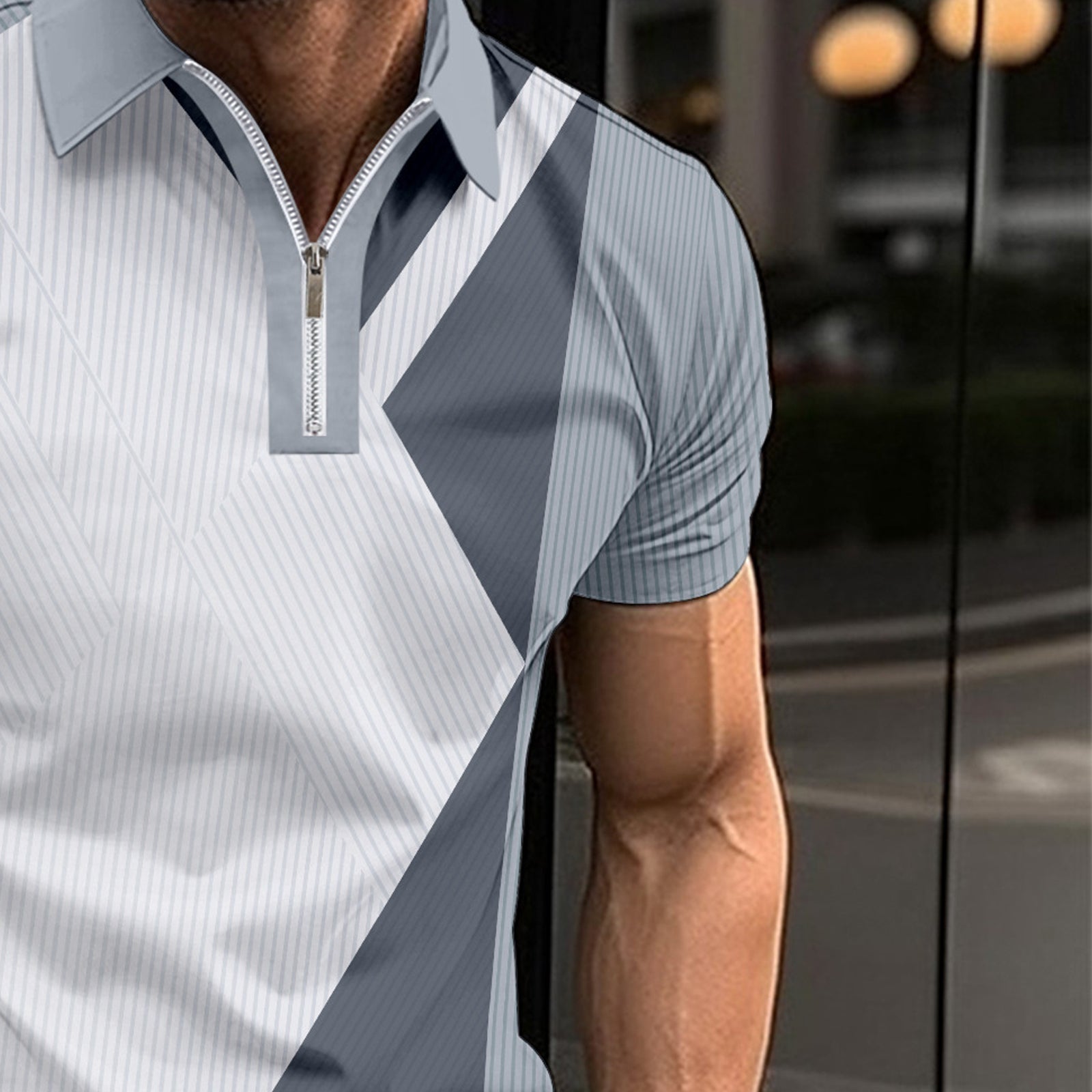 Men Colourblocked Polo Collar Slim Fit T-shirt