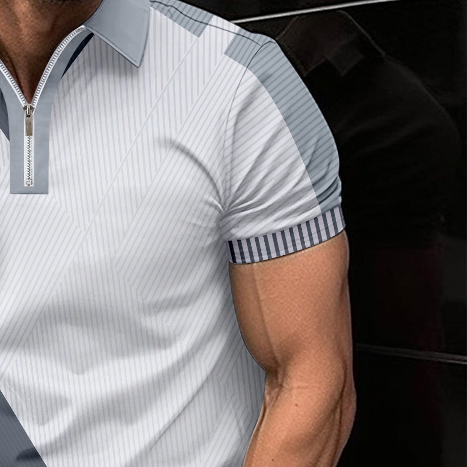 Men Colourblocked Polo Collar Slim Fit T-shirt