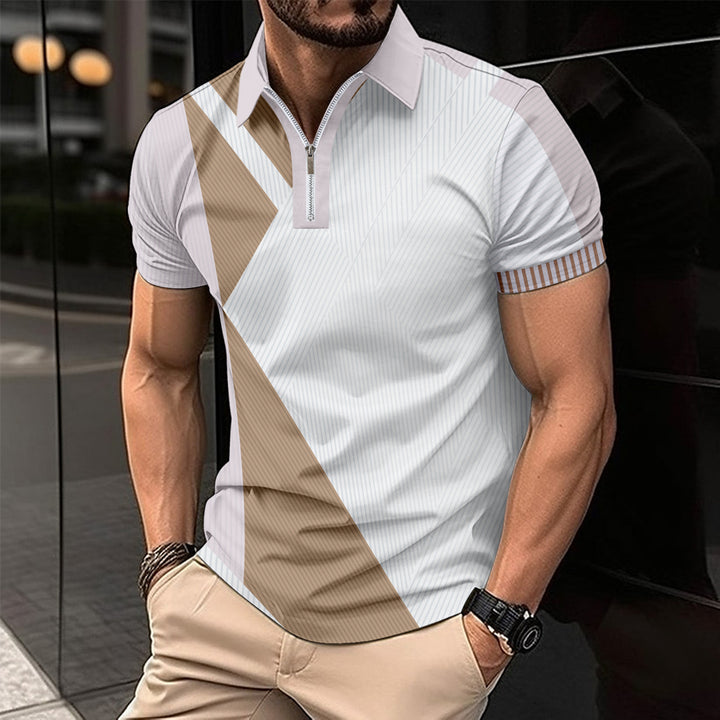 Men Colourblocked Polo Collar Slim Fit T-shirt