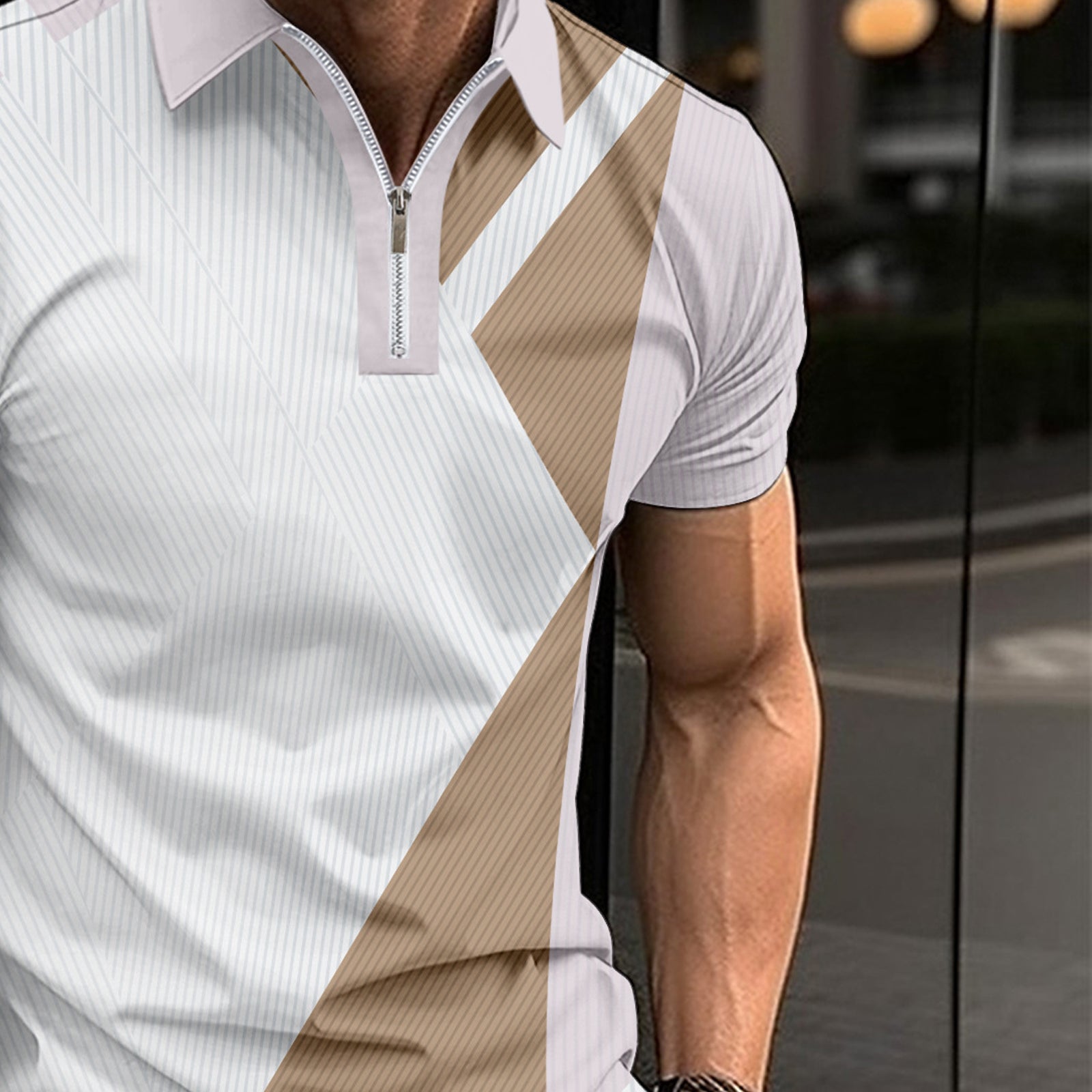 Men Colourblocked Polo Collar Slim Fit T-shirt