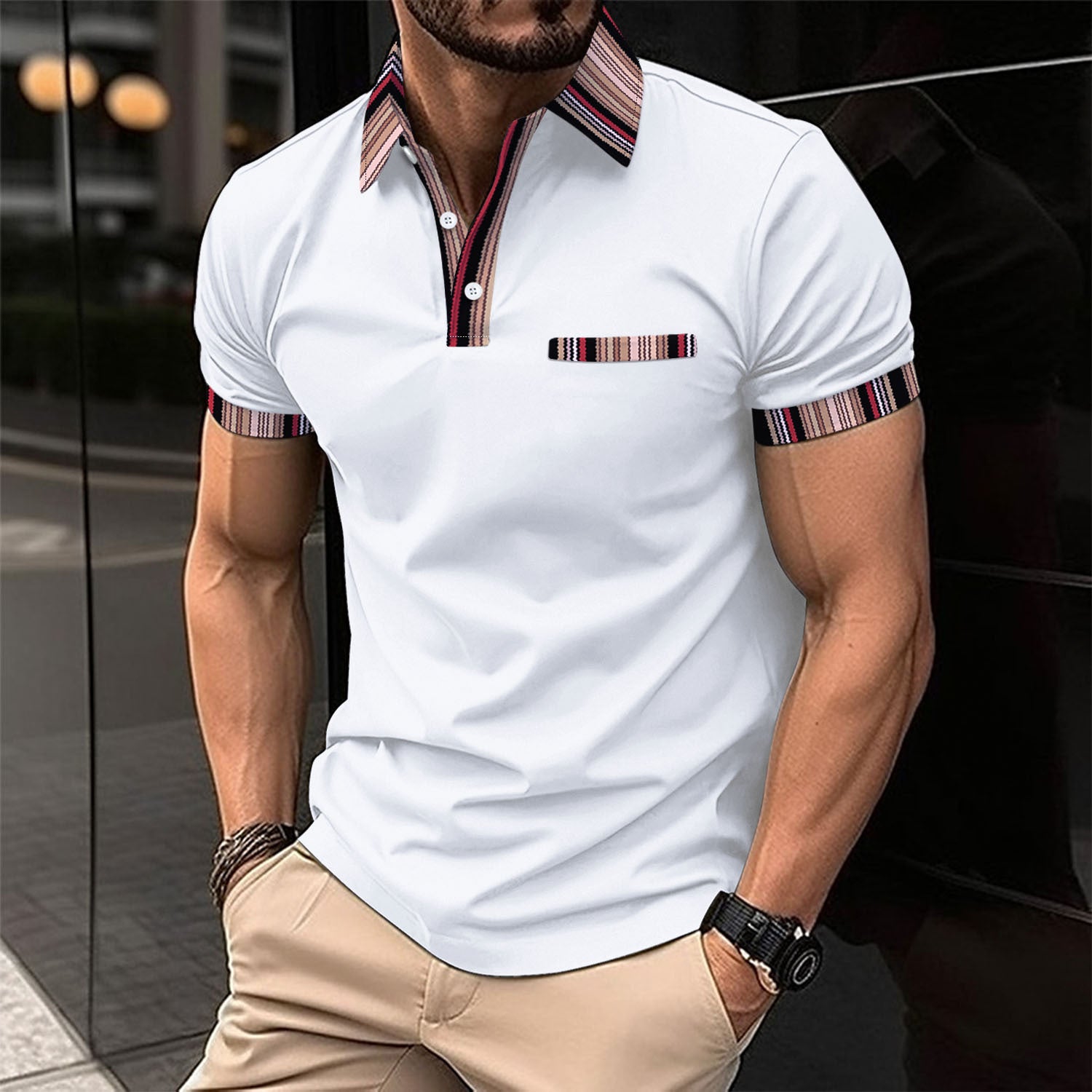 Men Solid Polo Collar T-shirt