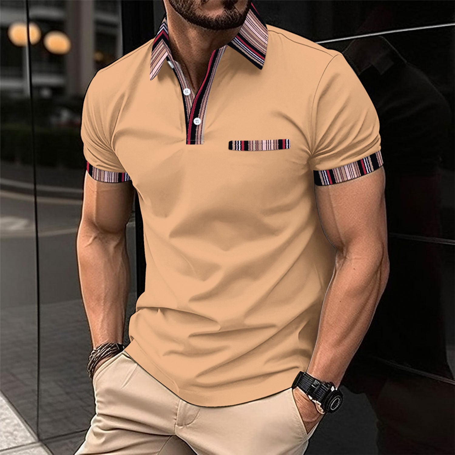 Men Solid Polo Collar T-shirt