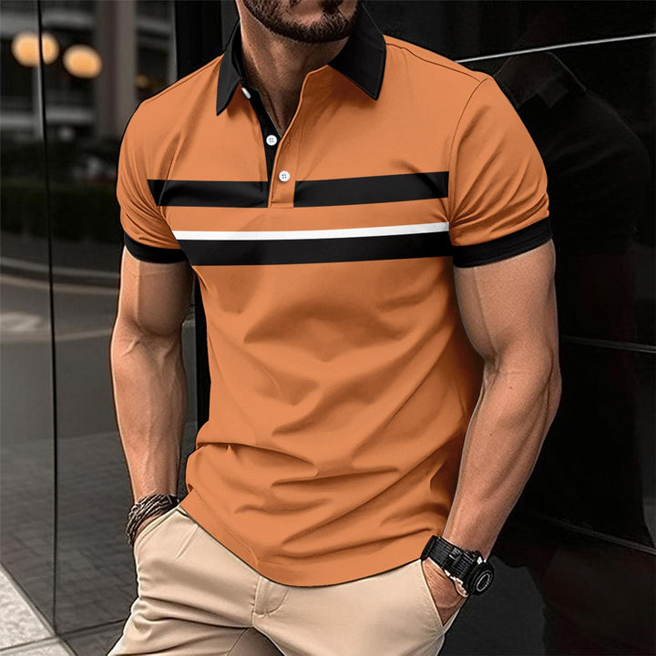 Men Striped Polo Collar T-shirt
