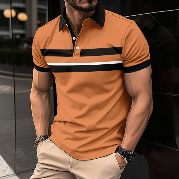 Men Striped Polo Collar T-shirt