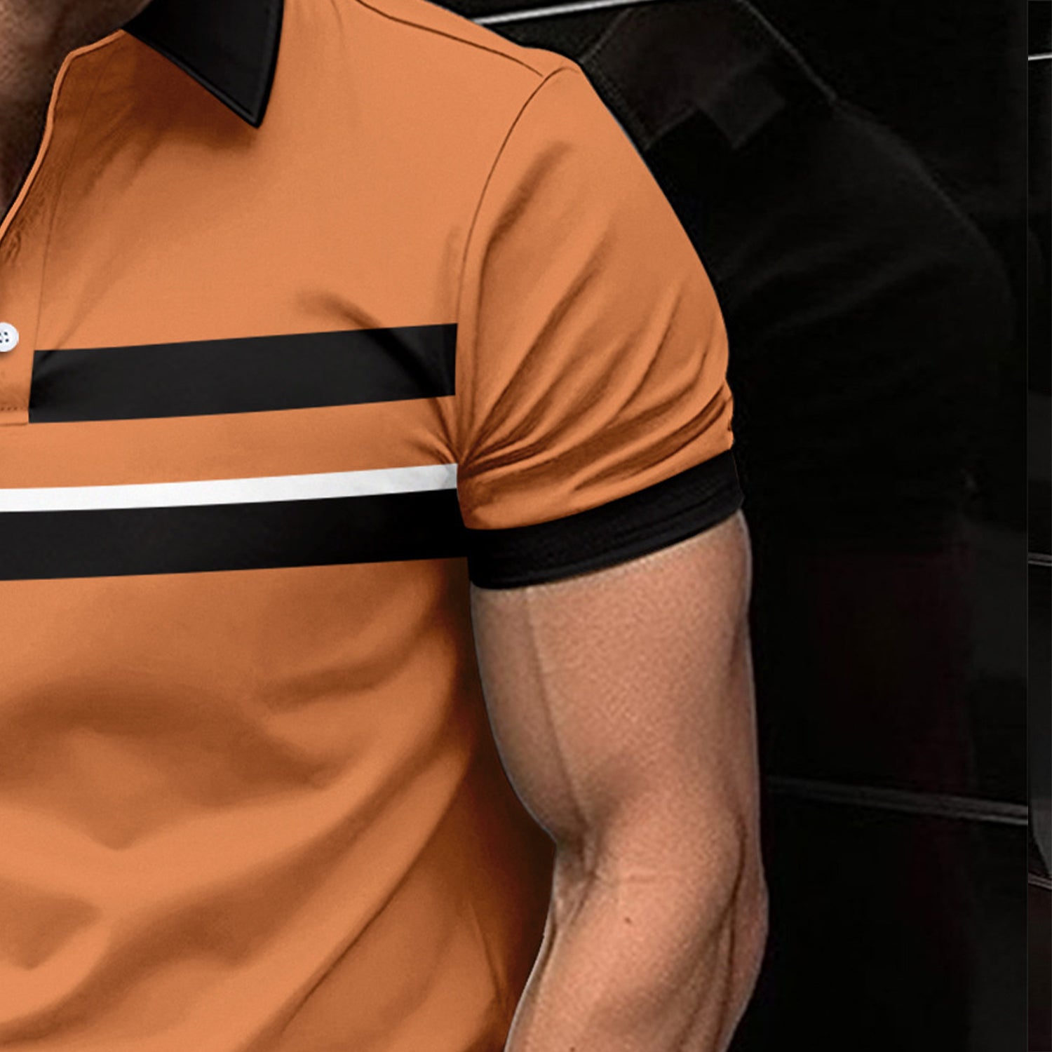 Men Striped Polo Collar T-shirt