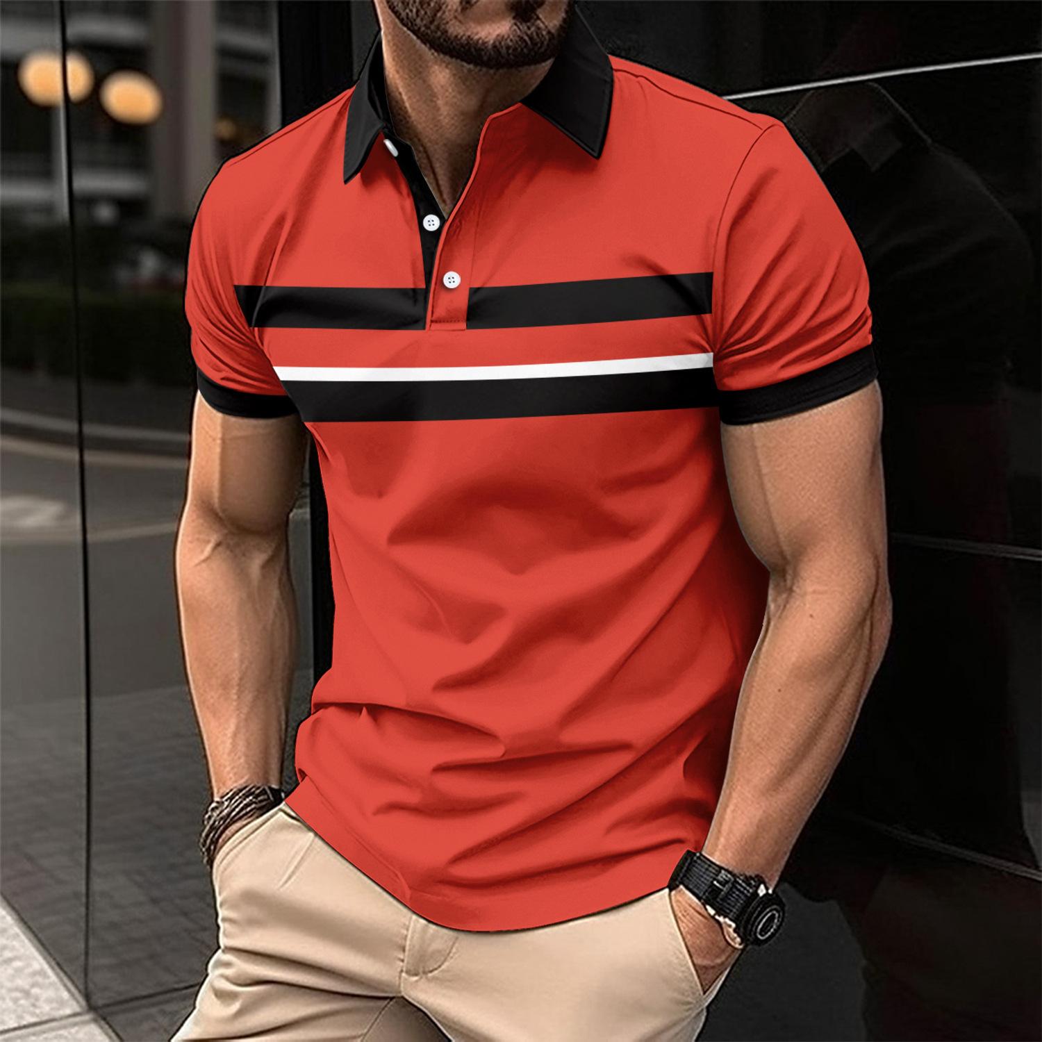 Men Striped Polo Collar Slim Fit T-shirt