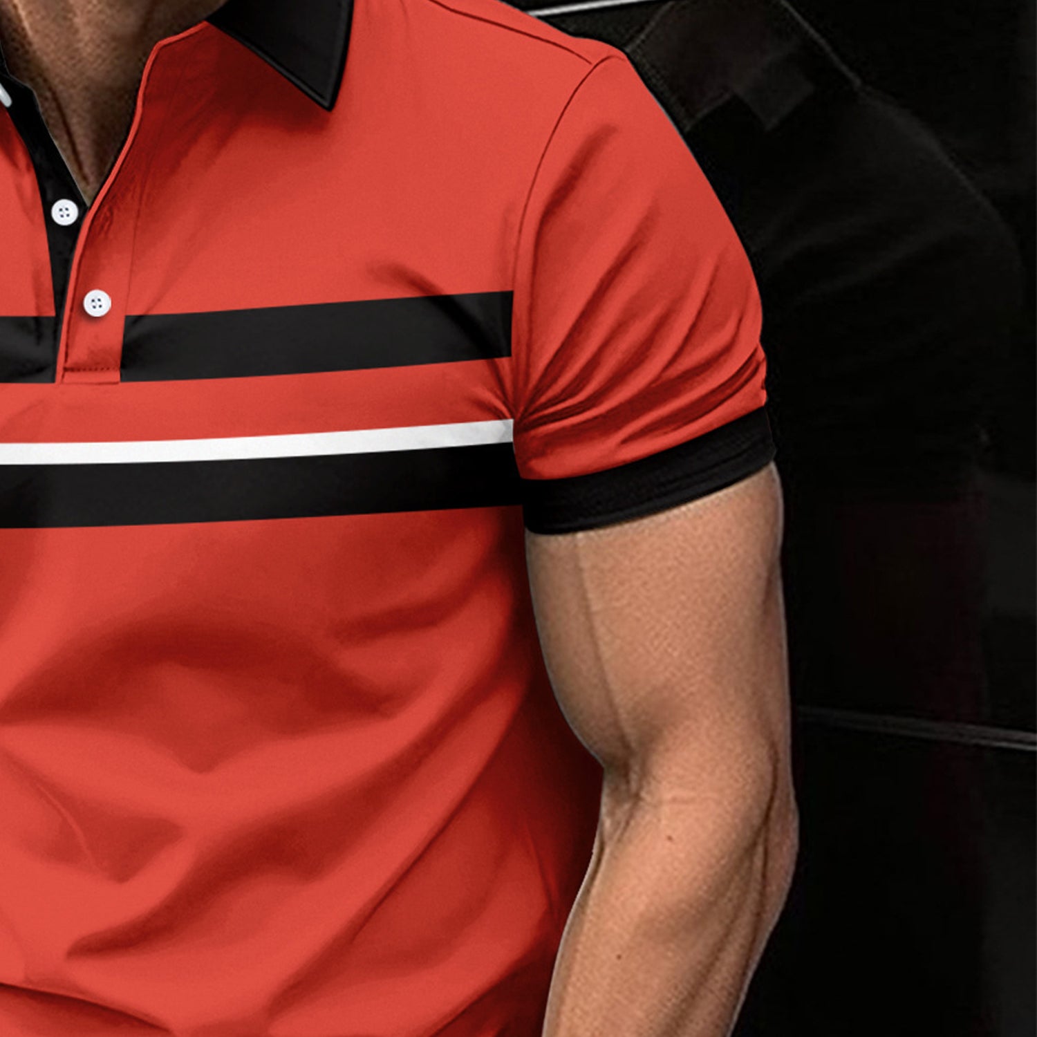 Men Striped Polo Collar Slim Fit T-shirt