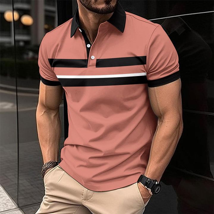 Men Striped Polo Collar Slim Fit T-shirt