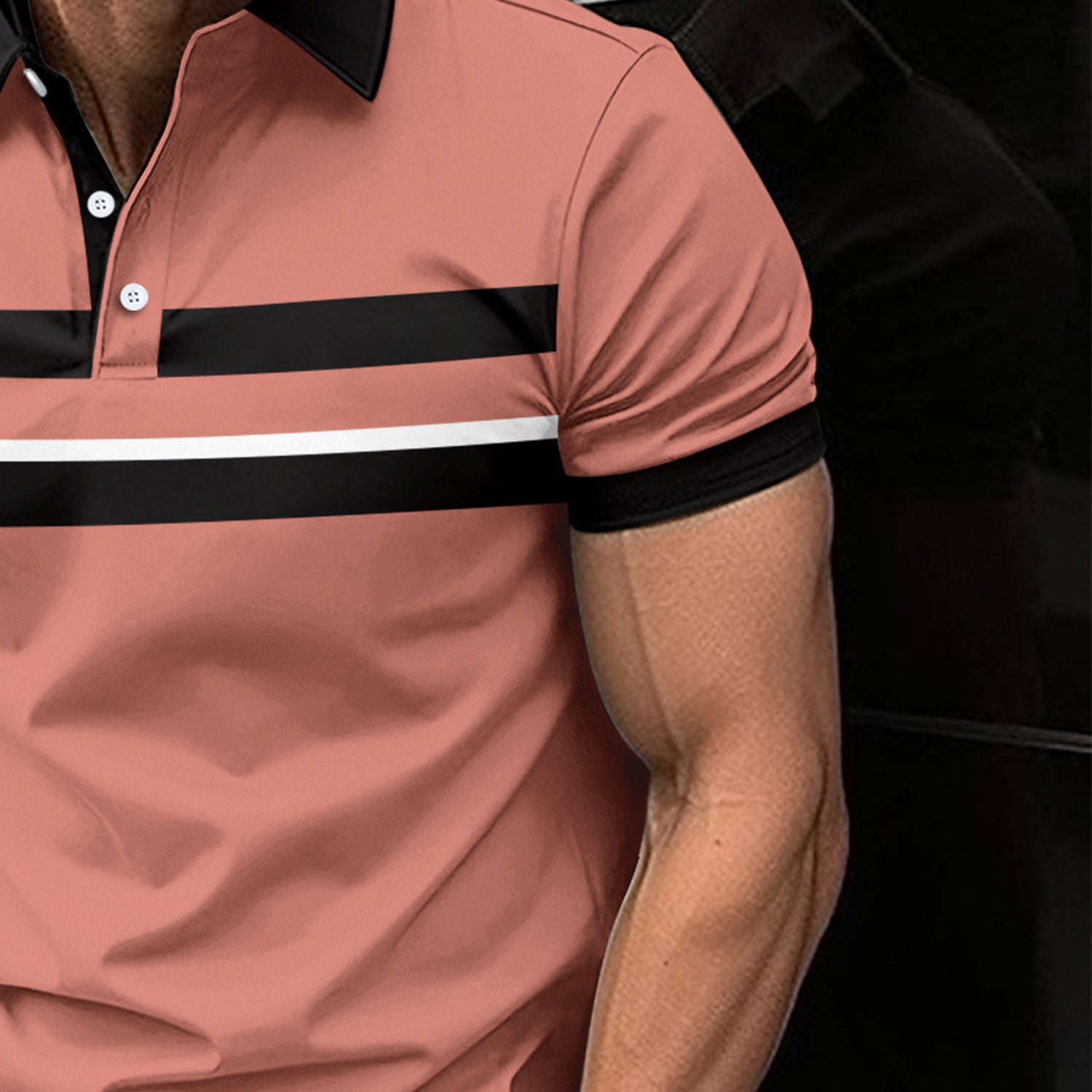 Men Striped Polo Collar Slim Fit T-shirt