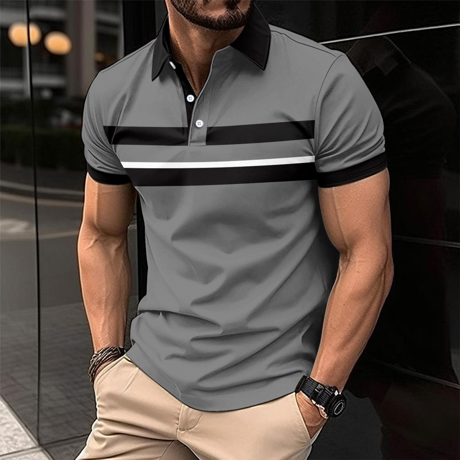Men Striped Polo Collar Slim Fit T-shirt