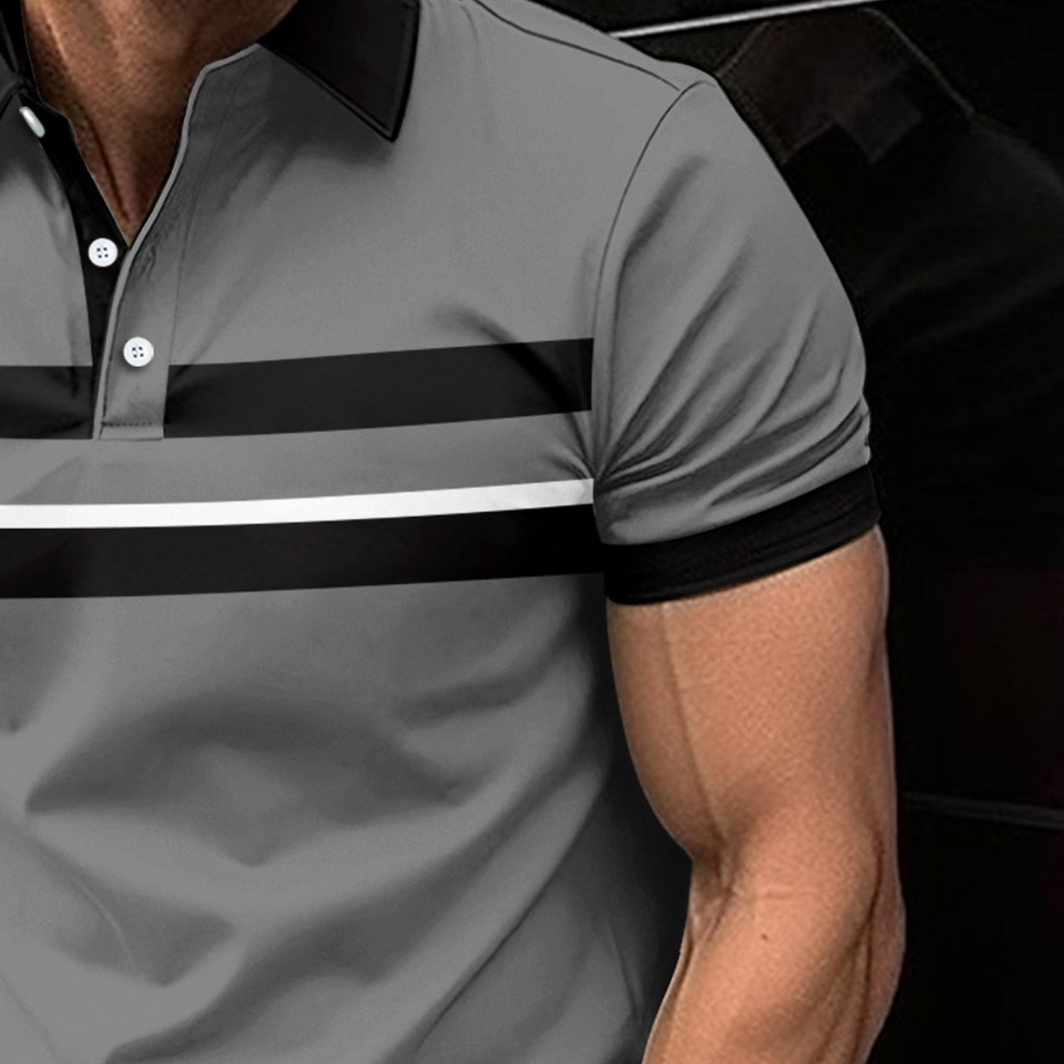 Men Striped Polo Collar Slim Fit T-shirt