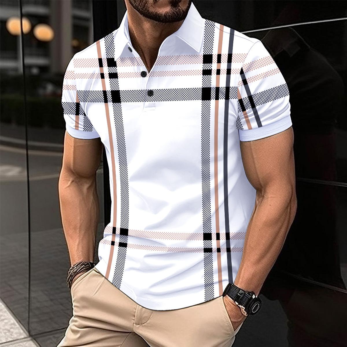 Checked Polo Collar Casual T-shirt