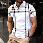 Checked Polo Collar Casual T-shirt
