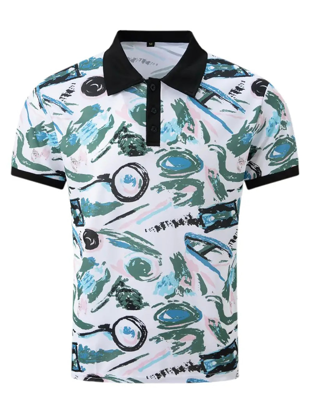 Men Abstract Polo Collar T-shirt