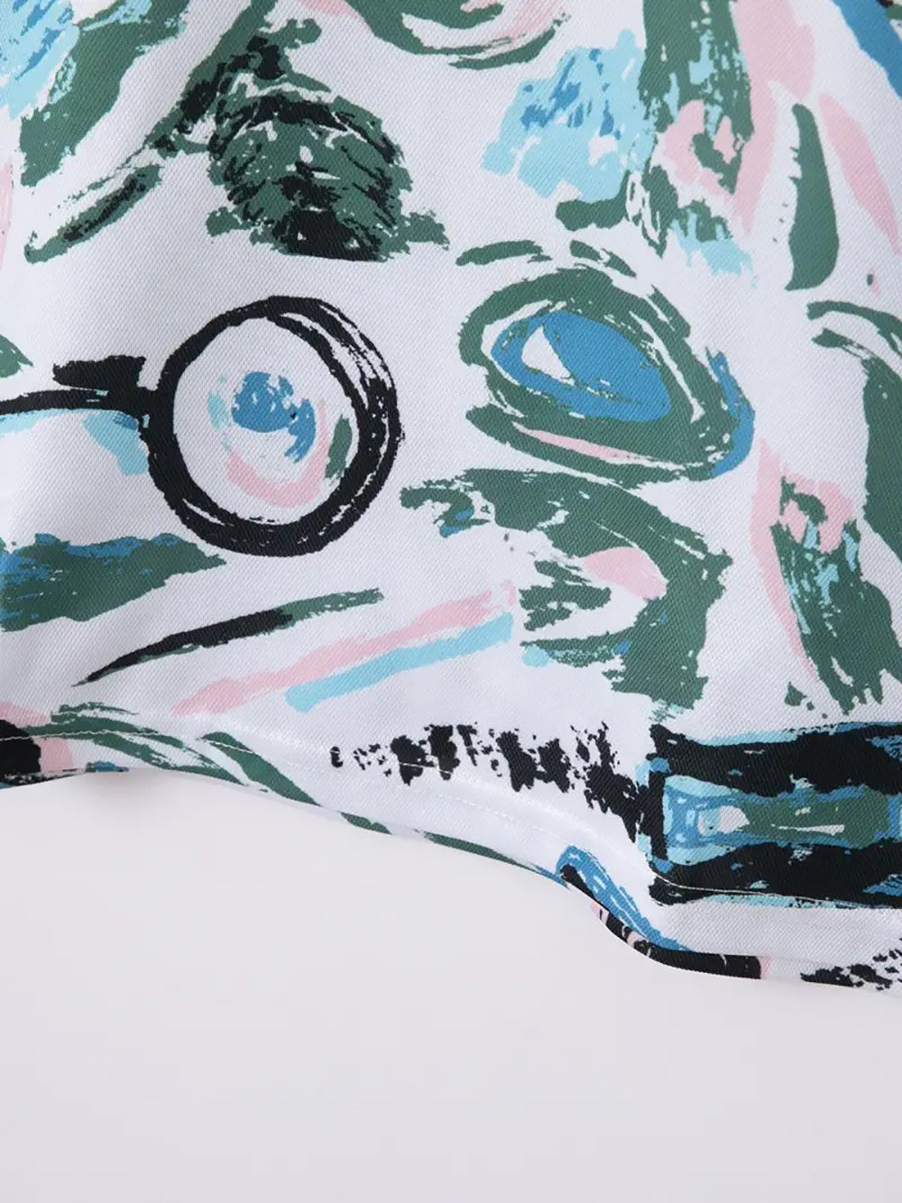 Men Abstract Polo Collar T-shirt