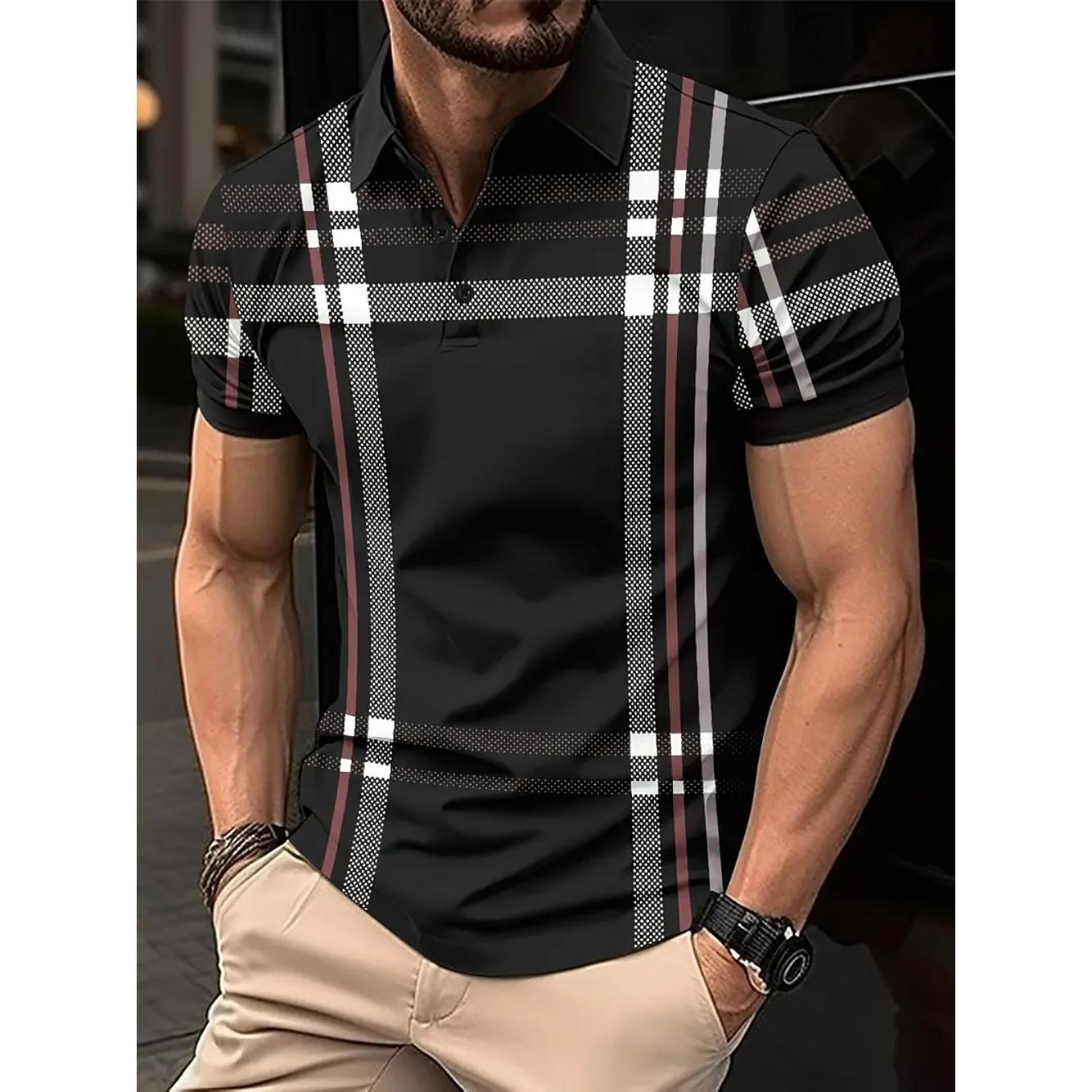 Men Checked Polo Collar Slim Fit T-shirt