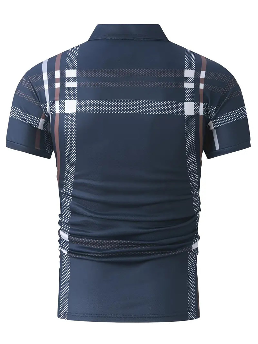 Men Navy Checked Polo T-shirt