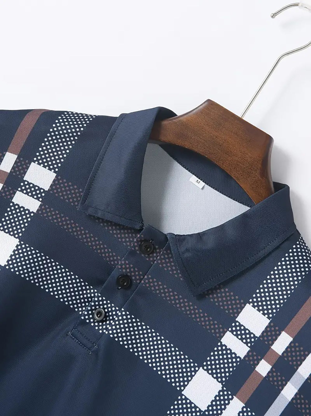 Men Navy Checked Polo T-shirt