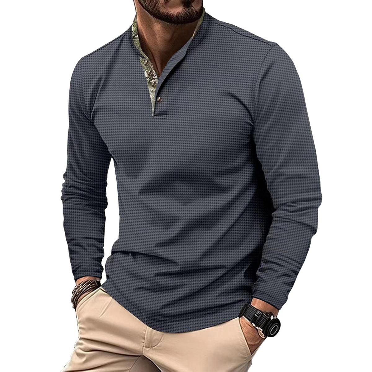 Men Self Design Henley Neck T-shirt